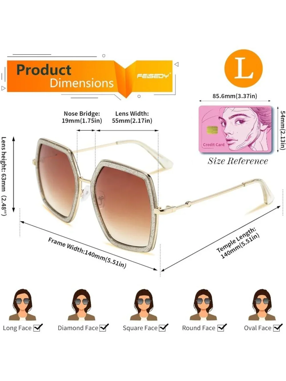 Women's Large Hexagon Inspired Sunglasses Irregular Geometric B2503 Champagne
